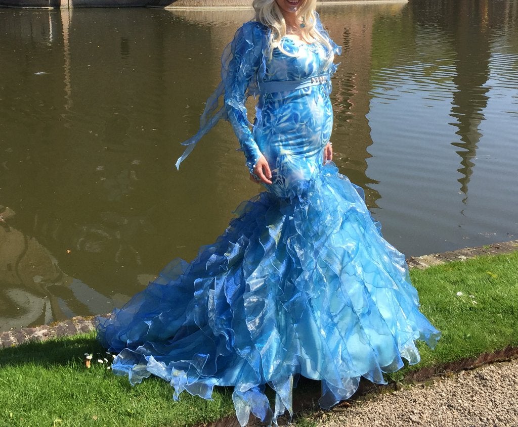 Zeemeerminjurk naat 38, cosplay, Ophalen of Verzenden, Zo goed als nieuw, Pak of Jurk